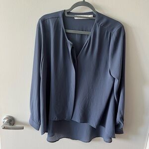 Blue sheer flowy button-down